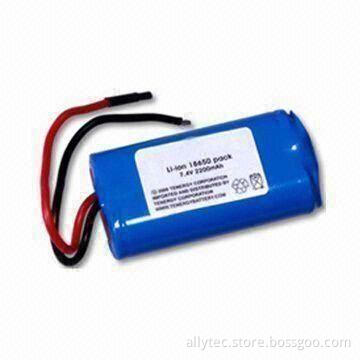 Lithium-ion Battery Pack with Overdischarge Protection, Voltage of 7.4V, and 2,200mAh Capacity